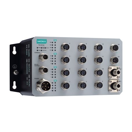 Moxa (TN-4516A-12PoE-2GPoE-2GODC-WV-CT-T) 12 PoE 10/100BaseT(X) prievadai, komplektacija: M12 jungtis, 2 PoE 10/100/1000BaseT(X) prievadai, komplektacija: M12 jungtis, 2 1000BaseLSX šviesolaidis optinis prievadai su Q-ODC® sąsaja, 1 (dvigubas įėjimas) 24. Moxa (TN-4516A-12PoE-2GPoE-2GODC-WV-CT-T) 12 PoE 10/100BaseT(X) prievadai, komplektacija: M12 jungtis, 2 PoE 10/100/1000BaseT(X) prievadai, komplektacija: M12 jungtis, 2 1000BaseLSX šviesolaidis optinis prievadai su Q-ODC® sąsaja, 1 (dvigubas įėjimas) 24.