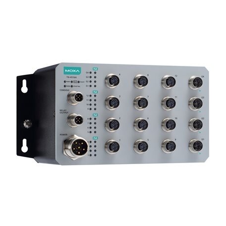 Moxa (TN-4528A-16PoE-2GPoE-2GODC-WV-T) 16 PoE 10/100BaseT(X) prievadai, komplektacija: M12 jungtis, 8 10/100BaseT(X) prievadai, komplektacija: M12 jungtis, 2 PoE 10/100/1000BaseT(X) prievadai, komplektacija: M12 jungtis, 2 1000BaseLSX šviesolaidis optinis 2 Moxa (TN-4528A-16PoE-2GPoE-2GODC-WV-T) 16 PoE 10/100BaseT(X) prievadai, komplektacija: M12 jungtis, 8 10/100BaseT(X) prievadai, komplektacija: M12 jungtis, 2 PoE 10/100/1000BaseT(X) prievadai, komplektacija: M12 jungtis, 2 1000BaseLSX šviesolaidis optinis 2