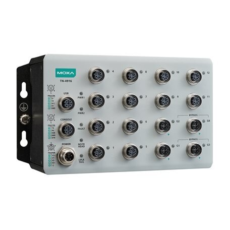 Moxa (TN-4916-ETBN-4GTXBP-WV-CT-T) IEC 61375 ETBN pramoninis saugus maršrutizatorius, komplektacija: 12 Fast Ethernet prievadai, 4 Gigabit Ethernet prievadai su apėjimo funkcija relė, 24...110 VDC maitinimo įėjimas, IP40, Darbinė temperatūra: -40...70 °C, Moxa (TN-4916-ETBN-4GTXBP-WV-CT-T) IEC 61375 ETBN pramoninis saugus maršrutizatorius, komplektacija: 12 Fast Ethernet prievadai, 4 Gigabit Ethernet prievadai su apėjimo funkcija relė, 24...110 VDC maitinimo įėjimas, IP40, Darbinė temperatūra: -40...70 °C,