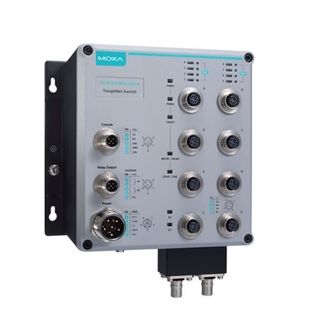 Moxa (TN-5510A-8PoE-2GLSX-ODC-WV-CT-T) 8 10/100BaseT(X), komplektacija: 802.3ties PoE+ prievadai, komplektacija: M12 jungtis ir 2 GE šviesolaidis prievadai, maitinimo įėjimas 24...110 VDC, Darbinė temperatūra: -40...75 °C, apsauginė elektronikos danga Moxa (TN-5510A-8PoE-2GLSX-ODC-WV-CT-T) 8 10/100BaseT(X), komplektacija: 802.3ties PoE+ prievadai, komplektacija: M12 jungtis ir 2 GE šviesolaidis prievadai, maitinimo įėjimas 24...110 VDC, Darbinė temperatūra: -40...75 °C, apsauginė elektronikos danga