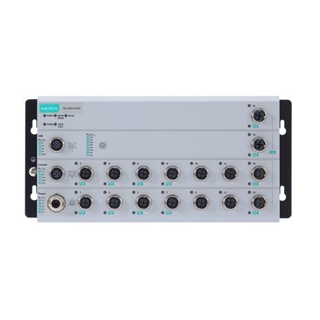 Moxa (TN-G4516-8GPoE-2XGPoE-2XGTXBP-WV-T) EN 50155 2 lygmens kelių gigabitų komutatorius, komplektacija: 4 Gigabit Ethernet prievadai, 8 Gigabit Ethernet PoE+ prievadai, 2 10G Ethernet PoE+ prievadai, 2 10G Ethernet prievadai su apėjimo funkcija relė, 120 3