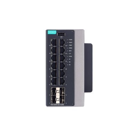 Moxa (TSN-G5016-4GS-SoMD-LV-T) su TSN funkcija valdomas Ethernet komutatorius, komplektacija: 12 10/100/1000BaseT(X) prievadai, 4 fiksuotas 1000BaseSFP prievadai, Darbinė temperatūra: -40...70 °C 2