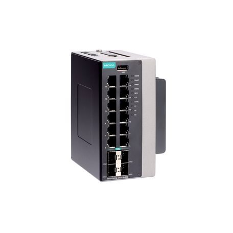 Moxa (TSN-G5016-4XGS-SoMD-LV-T) su TSN funkcija valdomas Ethernet komutatorius, komplektacija: 12 10/100/1000BaseT(X) prievadai, 4 fiksuotas 10GbE SFP+ prievadai, Darbinė temperatūra: -40...70 °C