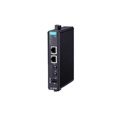 Moxa (UC-8131-LX) Arm architektūros su belaidžio ryšio funkcija DIN bėgelio pramoninis kompiuteris, komplektacija: 300 MHz CPU, 2 Ethernet, 1 nuosekliojo ryšio prievadas 2