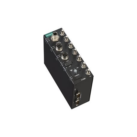 Moxa (V1222-CT-T) Arm architektūros kompaktiškas bėgelis kompiuteris, komplektacija: 2 GbE prievadai, 2 nuosekliojo ryšio prievadai, 1 USB prievadas, 1 microSD lizdas, Wi-Fi 6 ir 5G plėtimas ir dvigubas-SIM Palaikymas, 24...110 VDC, Darbinė temperatūra: - 3