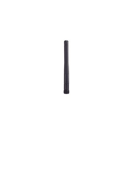 Moxa (ANT-WDB-ARM-02) 2 dBi at 2.4 GHz or 2 dBi at 5 GHz, RP-SMA (male) omnidirectional rubber-duck antenna