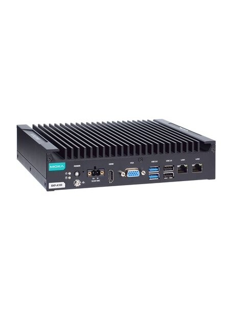 Moxa (BXP-A100-E2-8C-T) Box computer with Intel Atom® x6211E processor, 2 LAN ports, 10 serial ports, 4 DIs, 4 DOs, 2 USB 3.0 ports, 4 USB 2.0 ports, 1 VGA port, 1 HDMI port, 1 CFast slot, 1 SD slot, 12/24 VDC power input, -30 to 60°C operating temperatur 1
