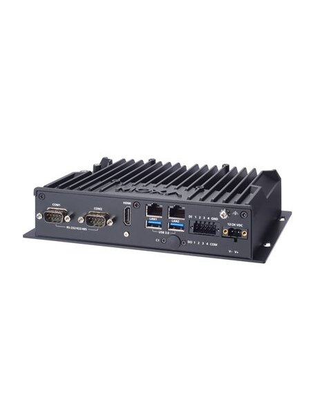 Moxa (BXP-A101-E2-M2-DR-T) DIN-rail box computer with Intel Atom® x6211E processor, 2 LAN ports, 2 serial ports, 4 DIs, 4 DOs, 2 USB 3.0 ports, 1 HDMI port, 1 CFast slot, 1 SD slot, 1 M.2 M-key 2242 slot, 12/24 VDC power input, -30 to 70°C operating tempe 3