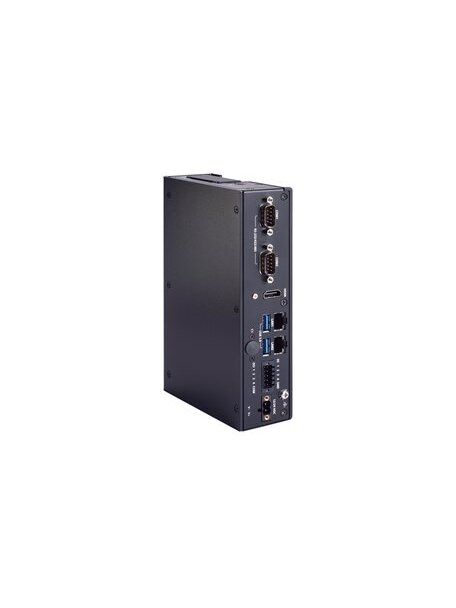 Moxa (BXP-A101-E4-DR-T) DIN-rail box computer with Intel Atom® x6425E processor, 2 LAN ports, 2 serial ports, 4 DIs, 4 DOs, 2 USB 3.0 ports, 1 HDMI port, 1 CFast slot, 1 SD slot, 12/24 VDC power input, -30 to 70°C operating temperature