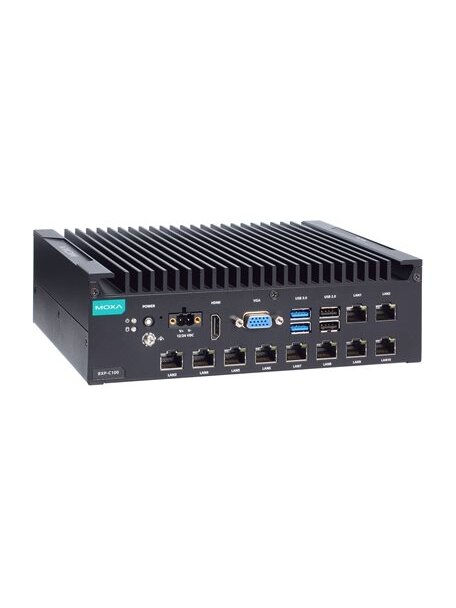 Moxa (BXP-C100-C1-8L-T) Box computer with Intel® Celeron® 6305E processor, 10 LAN ports, 2 serial ports, 4 DIs, 4 DOs, 2 USB 3.0 ports, 4 USB 2.0 ports, 1 VGA port, 1 HDMI port, 1 CFast slot, 1 SD slot, 12/24 VDC power input, -30 to 60°C operating tempera Moxa (BXP-C100-C1-8L-T) Box computer with Intel® Celeron® 6305E processor, 10 LAN ports, 2 serial ports, 4 DIs, 4 DOs, 2 USB 3.0 ports, 4 USB 2.0 ports, 1 VGA port, 1 HDMI port, 1 CFast slot, 1 SD slot, 12/24 VDC power input, -30 to 60°C operating tempera