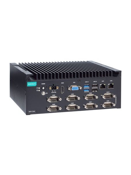 Moxa (BXP-C100-C5-8C-T) Box computer with Intel® Core® i5-1145G7E processor, 2 LAN ports, 10 serial ports, 4 DIs, 4 DOs, 2 USB 3.0 ports, 4 USB 2.0 ports, 1 VGA port, 1 HDMI port, 1 CFast slot, 1 SD slot, 12/24 VDC power input, -30 to 60°C operating tempe Moxa (BXP-C100-C5-8C-T) Box computer with Intel® Core® i5-1145G7E processor, 2 LAN ports, 10 serial ports, 4 DIs, 4 DOs, 2 USB 3.0 ports, 4 USB 2.0 ports, 1 VGA port, 1 HDMI port, 1 CFast slot, 1 SD slot, 12/24 VDC power input, -30 to 60°C operating tempe
