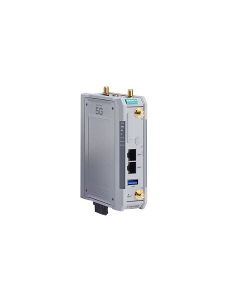 Moxa (CCG-1510-T) Industrial private 5G cellular gateway, n1/n3/n28/n41/n48/n77/n78 bands, 2 10/100/1000BaseT(X) RJ45 ports, IP30, -40 to 70°C operating temperature 2