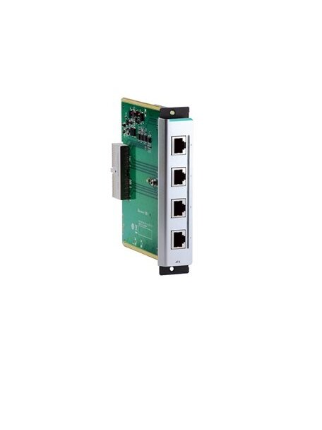 Moxa (CM-600-4TX) Fast Ethernet interface module with 4 10/100BaseT(X) ports, RJ45 connectors, -40 to 75°C operating temperature