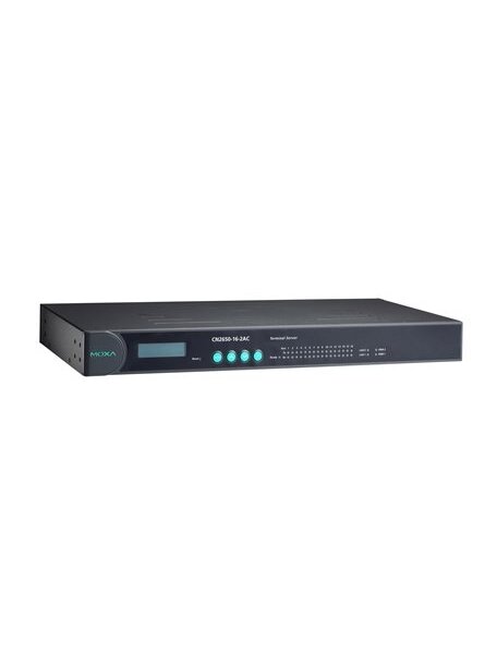 Moxa (CN2650I-16-2AC) Dual-LAN, dual-AC-power terminal server with 16 RS-232/422/485 ports, 2 kV optical isolation Moxa (CN2650I-16-2AC) Dual-LAN, dual-AC-power terminal server with 16 RS-232/422/485 ports, 2 kV optical isolation