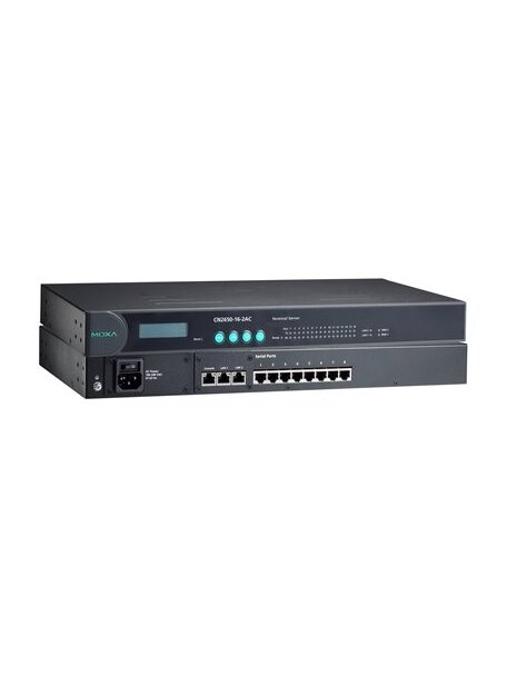 Moxa (CN2650I-16-HV-T) Dual-LAN terminal server with 16 RS-232/422/485 ports, 2 kV optical isolation, 88 to 300 VDC power input, -40 to 85°C operating temperature 2