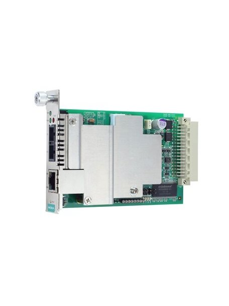 Moxa (CSM-400-1214-T) 10/100BaseT(X) to 100BaseFX slide-in management module converter, multi-mode SC connector, -40 to 75°C operating temperature