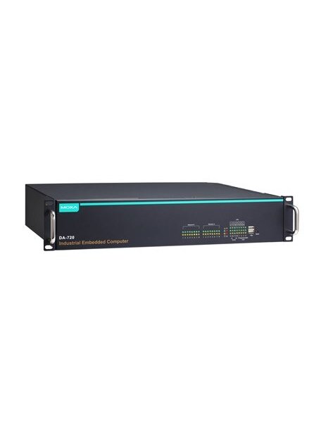 Moxa (DA-720-C7-DPP-LX) Rackmount computer with Core i7-6600U, 2.6 GHz processor, dual-core processor, 4 GB RAM and Linux Debian 8 64-bit, 14 Gigabit Ethernet ports, 2 isolated RS-232/422/485 ports, 4 USB ports, 1 mSATA slot with 8 GB SSD preinstalled, 3 Moxa (DA-720-C7-DPP-LX) Rackmount computer with Core i7-6600U, 2.6 GHz processor, dual-core processor, 4 GB RAM and Linux Debian 8 64-bit, 14 Gigabit Ethernet ports, 2 isolated RS-232/422/485 ports, 4 USB ports, 1 mSATA slot with 8 GB SSD preinstalled, 3