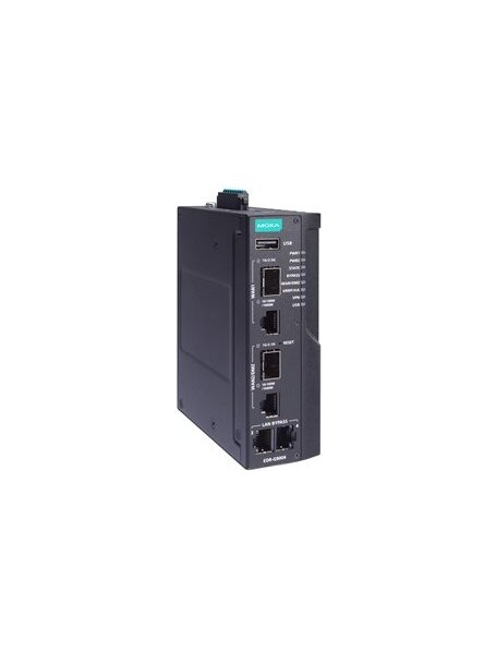 Moxa (EDR-G9004-VPN-2MGTXSFP-CT) Industrial secure router with 2 Gigabit copper ports with Gen3 Bypass, 2 Gigabit copper/SFP combo ports with firewall/NAT/VPN, 12/24/48 VDC input voltage, -10 to 60°C operating temperature, conformal coating Moxa (EDR-G9004-VPN-2MGTXSFP-CT) Industrial secure router with 2 Gigabit copper ports with Gen3 Bypass, 2 Gigabit copper/SFP combo ports with firewall/NAT/VPN, 12/24/48 VDC input voltage, -10 to 60°C operating temperature, conformal coating