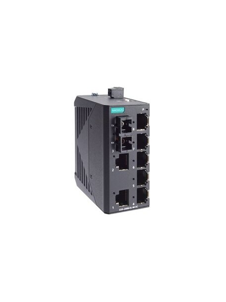 Moxa (EDS-2008-EL-M-SC-T) Unmanaged Fast Ethernet switch with 7 10/100BaseT(X) ports, 1 100BaseFX multi-mode port with SC connectors, 12/24/48 power input, metal housing, -40 to 75°C operating temperature Moxa (EDS-2008-EL-M-SC-T) Unmanaged Fast Ethernet switch with 7 10/100BaseT(X) ports, 1 100BaseFX multi-mode port with SC connectors, 12/24/48 power input, metal housing, -40 to 75°C operating temperature