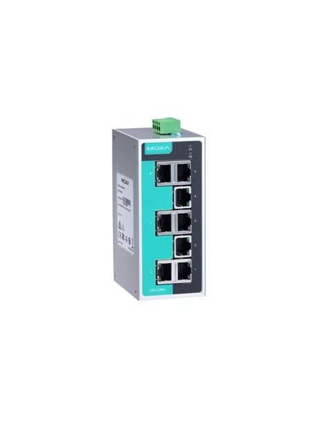 Moxa (EDS-208A) Unmanaged Ethernet switch with 8 10/100BaseT(X) ports, -10 to 60°C operating temperature
