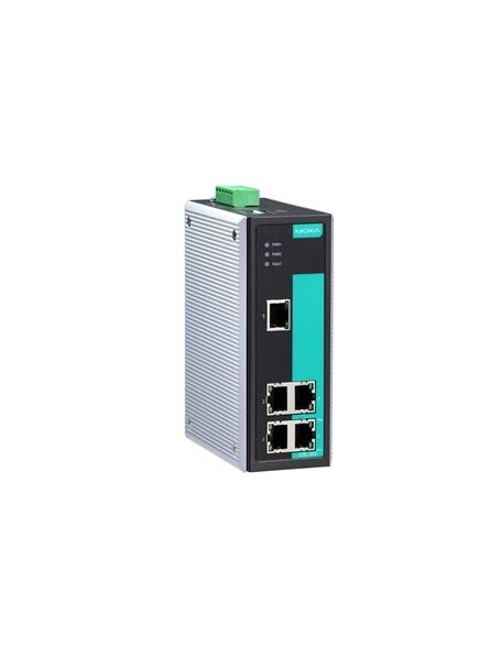 Moxa (EDS-305-T) Unmanaged Ethernet switch with 5 10/100BaseT(X) ports, relay output warning, -40 to 75°C operating temperature
