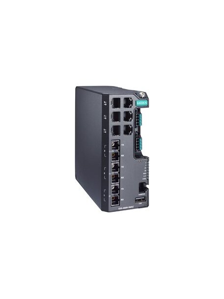 Moxa (EDS-4009-3MSC-HV) Managed Ethernet switch with 6 10/100BaseT(X) ports, 3 100BaseFX multi-mode ports with SC connectors, single power supply 110/220 VAC/VDC, -10 to 60°C operating temperature