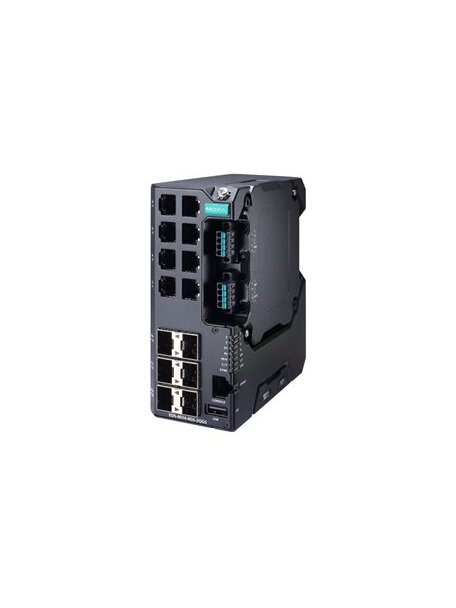 Moxa (EDS-4014-4GS-2QGS-HV-T) Managed Ethernet switch with 8 10/100BaseT(X) ports, 4 100/1000BaseSFP ports, 2 1000/2500BaseSFP ports, single power supply, 110/220 VAC/VDC, -40 to 75°C operating temperature 3