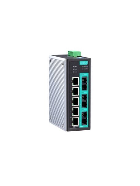 Moxa (EDS-408A-3S-SC-T) Entry-level managed Ethernet switch with 5 10/100BaseT(X) ports, 3 100BaseFX single-mode ports with SC connectors, -40 to 75°C operating temperature Moxa (EDS-408A-3S-SC-T) Entry-level managed Ethernet switch with 5 10/100BaseT(X) ports, 3 100BaseFX single-mode ports with SC connectors, -40 to 75°C operating temperature