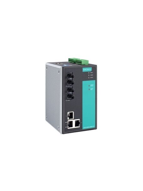 Moxa (EDS-505A-MM-SC-T) Managed Ethernet switch with 3 10/100BaseT(X) ports, 2 100BaseFX multi-mode ports with SC connectors, -40 to 75°C operating temperature 3