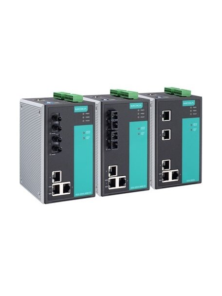 Moxa (EDS-505A-SS-SC-T) Managed Ethernet switch with 3 10/100BaseT(X) ports, 2 100BaseFX single-mode ports with SC connectors, -40 to 75°C operating temperature 1 Moxa (EDS-505A-SS-SC-T) Managed Ethernet switch with 3 10/100BaseT(X) ports, 2 100BaseFX single-mode ports with SC connectors, -40 to 75°C operating temperature 1