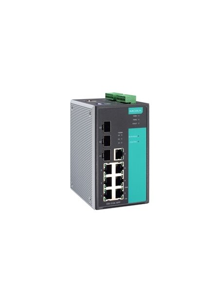 Moxa (EDS-510A-1GT2SFP-T) Managed Gigabit Ethernet switch with 7 10/100BaseT(X) ports, 1 10/100/1000BaseT(X) port,2 SFP slots for adding SFP-1G Series Gigabit Ethernet modules, -40 to 75°C operating temperature 3 Moxa (EDS-510A-1GT2SFP-T) Managed Gigabit Ethernet switch with 7 10/100BaseT(X) ports, 1 10/100/1000BaseT(X) port,2 SFP slots for adding SFP-1G Series Gigabit Ethernet modules, -40 to 75°C operating temperature 3