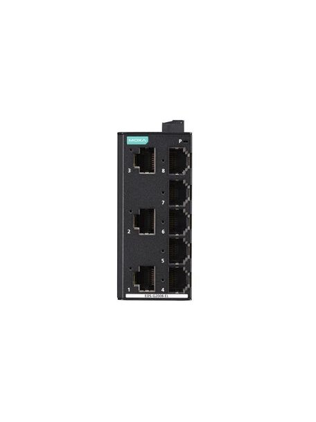 Moxa (EDS-G2008-EL) Unmanaged full Gigabit Ethernet switch with 8 10/100/1000 BaseT(X) ports, 12/24/48 power input, metal housing, -10 to 60°C operating temperature 2 Moxa (EDS-G2008-EL) Unmanaged full Gigabit Ethernet switch with 8 10/100/1000 BaseT(X) ports, 12/24/48 power input, metal housing, -10 to 60°C operating temperature 2