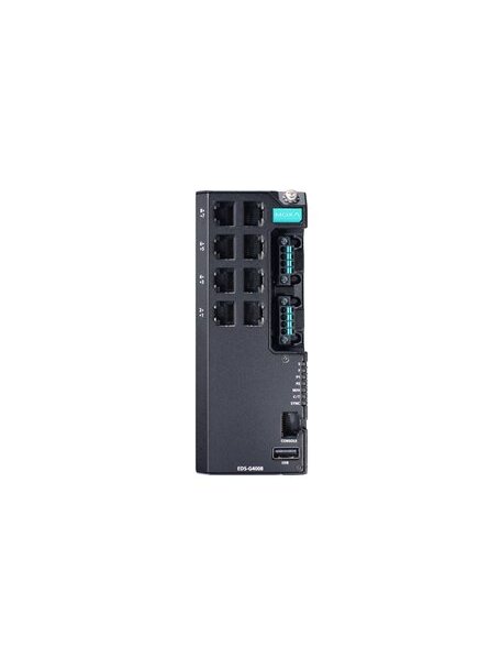 Moxa (EDS-G4008-HV-T) Managed Ethernet switch with 8 10/100/1000BaseT(X) ports, single power supply, 110/220 VAC/VDC, -40 to 75°C operating temperature 2