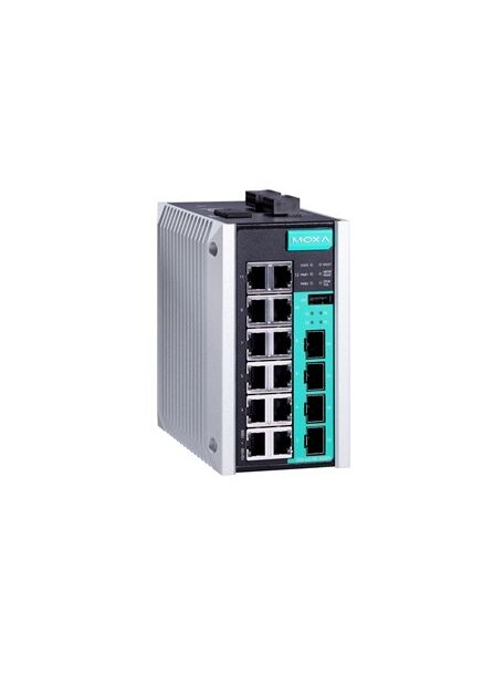 Moxa (EDS-G516E-4GSFP) 16-port full Gigabit managed Ethernet switch with 12 10/100/1000BaseT(X) ports, 4 Gigabit SFP slots, -10 to 60°C operating temperature