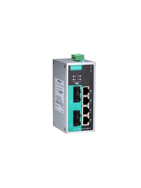 Moxa (EDS-P206A-4PoE-SS-SC-T) Unmanaged Ethernet switch with 4 PoE ports, 2 100BaseFX single-mode ports with SC connector, -40 to 75°C operating temperature 3