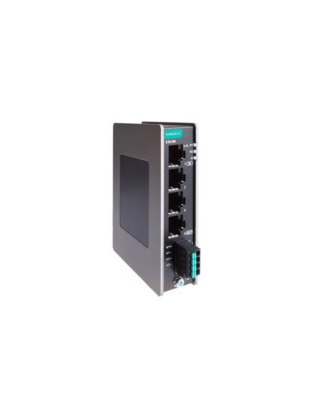 Moxa (EJS-04) Compact industrial EtherCAT junction with 4 100BaseT(X) ports, dual 12/24/48 VDC power inputs, -10 to 60°C operating temperature 1