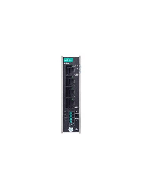 Moxa (EJS-04) Compact industrial EtherCAT junction with 4 100BaseT(X) ports, dual 12/24/48 VDC power inputs, -10 to 60°C operating temperature 2