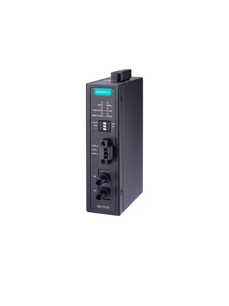 Moxa (ICF-1171I-M-ST-T) Industrial CAN-to-fiber converter for distance extension, ST multi-mode, -40 to 75°C 3