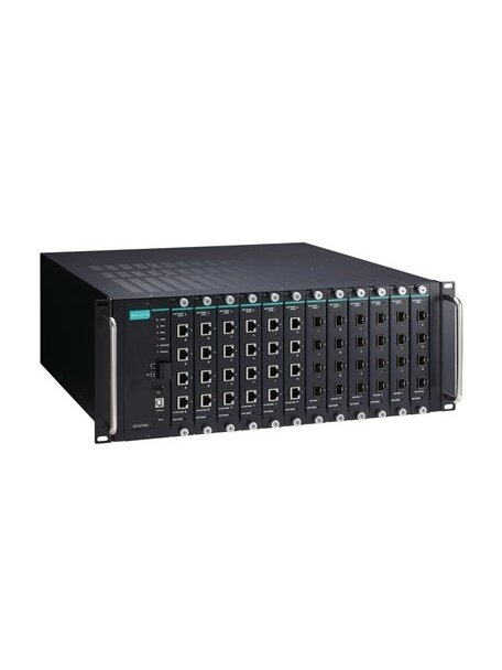 Moxa (ICS-G7748A-HV-HV) Full Gigabit modular managed Ethernet switch system with 12 slots for 4-port Gigabit Ethernet interface modules, 2 isolated power supplies (85 to 264 VAC), for a total of up to 48G ports, -10 to 60°C operating temperature Moxa (ICS-G7748A-HV-HV) Full Gigabit modular managed Ethernet switch system with 12 slots for 4-port Gigabit Ethernet interface modules, 2 isolated power supplies (85 to 264 VAC), for a total of up to 48G ports, -10 to 60°C operating temperature