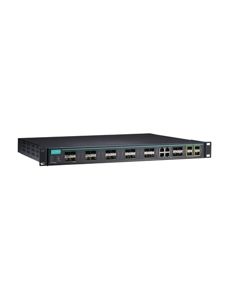 Moxa (ICS-G7828A-4XG-HV-HV-T) Layer 3 full Gigabit managed Ethernet switch with 20 10/100/1000BaseT(X) ports, 4 10/100/1000BaseT(X) or 100/1000BaseSFP slot combo ports, 4 10GbE SFP+ slots, 2 isolated power supplies (85 to 264 VAC), -40 to 75°C operating t 1 Moxa (ICS-G7828A-4XG-HV-HV-T) Layer 3 full Gigabit managed Ethernet switch with 20 10/100/1000BaseT(X) ports, 4 10/100/1000BaseT(X) or 100/1000BaseSFP slot combo ports, 4 10GbE SFP+ slots, 2 isolated power supplies (85 to 264 VAC), -40 to 75°C operating t 1