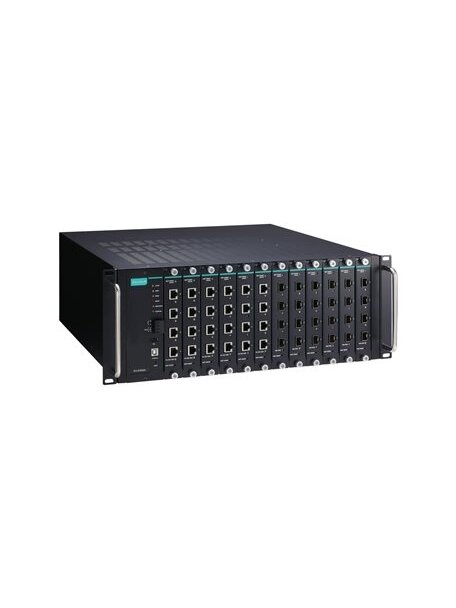Moxa (ICS-G7848A-HV-HV) Layer 3 full Gigabit modular managed Ethernet switch system with 12 slots for 4-port Gigabit Ethernet interface modules, 2 isolated power supplies (85 to 264 VAC), for a total of up to 48G ports, 0 to 60°C operating temperature Moxa (ICS-G7848A-HV-HV) Layer 3 full Gigabit modular managed Ethernet switch system with 12 slots for 4-port Gigabit Ethernet interface modules, 2 isolated power supplies (85 to 264 VAC), for a total of up to 48G ports, 0 to 60°C operating temperature