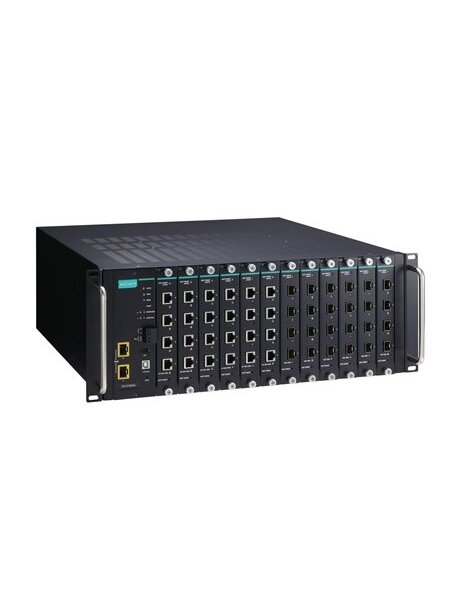 Moxa (ICS-G7850A-2XG-HV-HV) Layer 3 full Gigabit modular managed Ethernet switch system with 2 10GbE SFP+ slots, 12 slots for 4-port Gigabit Ethernet interface modules, 2 isolated power supplies (85 to 264 VAC), for a total of up to 48G + 2 10GbE ports, 0 Moxa (ICS-G7850A-2XG-HV-HV) Layer 3 full Gigabit modular managed Ethernet switch system with 2 10GbE SFP+ slots, 12 slots for 4-port Gigabit Ethernet interface modules, 2 isolated power supplies (85 to 264 VAC), for a total of up to 48G + 2 10GbE ports, 0