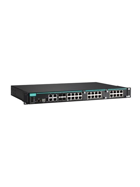 Moxa (IKS-6728A-4GTXSFP-HV-T) Modular managed Ethernet switch with 8 10/100BaseT(X) ports, 4 10/100/1000BaseT(X) or 100/1000BaseSFP combo ports, 2 slots for Fast Ethernet modules, front cabling, 1 isolated power supply (85 to 264 VAC), -40 to 75°C operati 2 Moxa (IKS-6728A-4GTXSFP-HV-T) Modular managed Ethernet switch with 8 10/100BaseT(X) ports, 4 10/100/1000BaseT(X) or 100/1000BaseSFP combo ports, 2 slots for Fast Ethernet modules, front cabling, 1 isolated power supply (85 to 264 VAC), -40 to 75°C operati 2