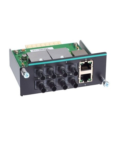 Moxa (IM-6700A-4MST2TX) Fast Ethernet module with 4 multi-mode 100BaseFX ports with ST connectors, 2 10/100BaseT(X) ports