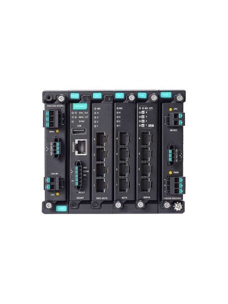Moxa (MDS-G4012-L3-T) Layer 3 full Gigabit modular managed Ethernet switch with 4 fixed Gigabit Ethernet ports, 2 slots for optional 4-port GE/FE modules, 2 slots for isolated power modules, up to 12 Gigabit Ethernet ports, -40 to 75°C operating temperatu 2 Moxa (MDS-G4012-L3-T) Layer 3 full Gigabit modular managed Ethernet switch with 4 fixed Gigabit Ethernet ports, 2 slots for optional 4-port GE/FE modules, 2 slots for isolated power modules, up to 12 Gigabit Ethernet ports, -40 to 75°C operating temperatu 2