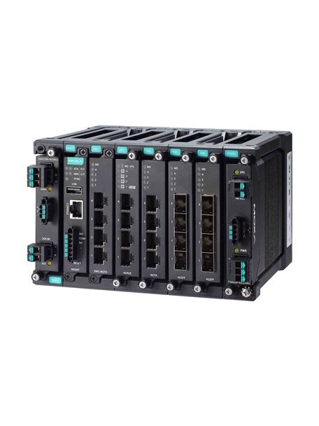 Moxa (MDS-G4020-T) Layer 2 full Gigabit modular managed Ethernet switch with 4 fixed Gigabit Ethernet ports, 4 slots for optional 4-port GE/FE modules, 2 slots for isolated power modules, up to 20 Gigabit Ethernet ports, -40 to 75°C operating temperature 3 Moxa (MDS-G4020-T) Layer 2 full Gigabit modular managed Ethernet switch with 4 fixed Gigabit Ethernet ports, 4 slots for optional 4-port GE/FE modules, 2 slots for isolated power modules, up to 20 Gigabit Ethernet ports, -40 to 75°C operating temperature 3
