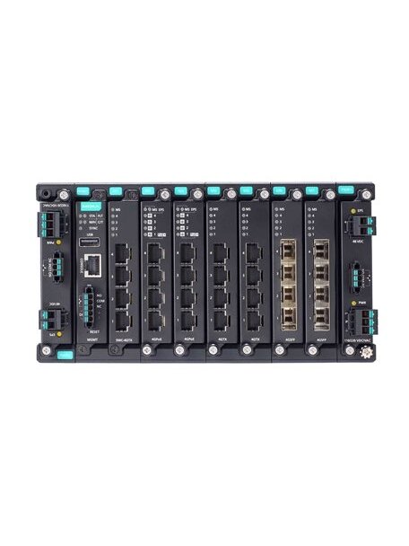 Moxa (MDS-G4028-L3) Layer 3 full Gigabit modular managed Ethernet switch with 4 fixed Gigabit Ethernet ports, 6 slots for optional 4-port GE/FE modules, 2 slots for isolated power modules, up to 28 Gigabit Ethernet ports, -10 to 60°C operating temperature 2 Moxa (MDS-G4028-L3) Layer 3 full Gigabit modular managed Ethernet switch with 4 fixed Gigabit Ethernet ports, 6 slots for optional 4-port GE/FE modules, 2 slots for isolated power modules, up to 28 Gigabit Ethernet ports, -10 to 60°C operating temperature 2