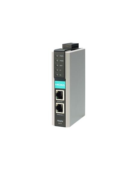 Moxa (MGate 5217I-600-T) 2-port Modbus-to-BACnet/IP gateway, 600 points, 2kV isolation, 12 to 48 VDC, 24 VAC, -40 to 75°C operating temperature 3