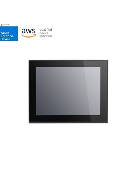 Moxa (MPC-2120-E4-LB-T) 12-inch panel computer, Intel Atom® E3845 1.91 GHz processor, 4 GB RAM, 500-nit LCD with multi-touch, 10 to 36 VDC, IP66 in front, -40 to 70°C operating temperature 1