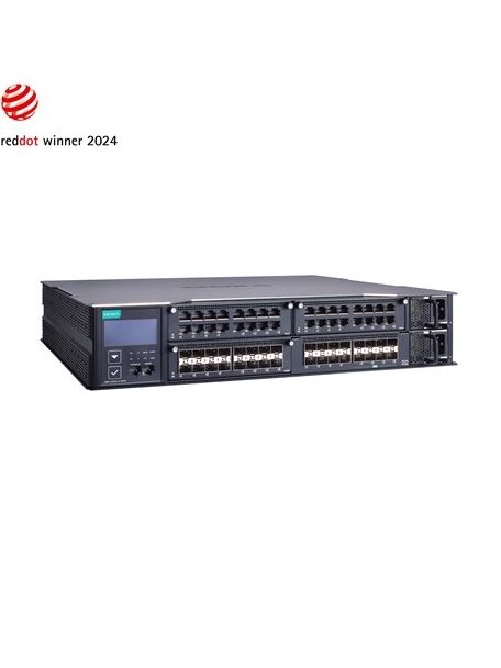 Moxa (MRX-G4064-L3-8XGS) Layer 3 modular managed Gigabit Ethernet switch with 3 slots for 16-port Gigabit Ethernet modules, 8 10GbE SFP+ slots, 2 isolated power supplies (90 to 264 VAC), -10 to 60°C operating temperature 1 Moxa (MRX-G4064-L3-8XGS) Layer 3 modular managed Gigabit Ethernet switch with 3 slots for 16-port Gigabit Ethernet modules, 8 10GbE SFP+ slots, 2 isolated power supplies (90 to 264 VAC), -10 to 60°C operating temperature 1